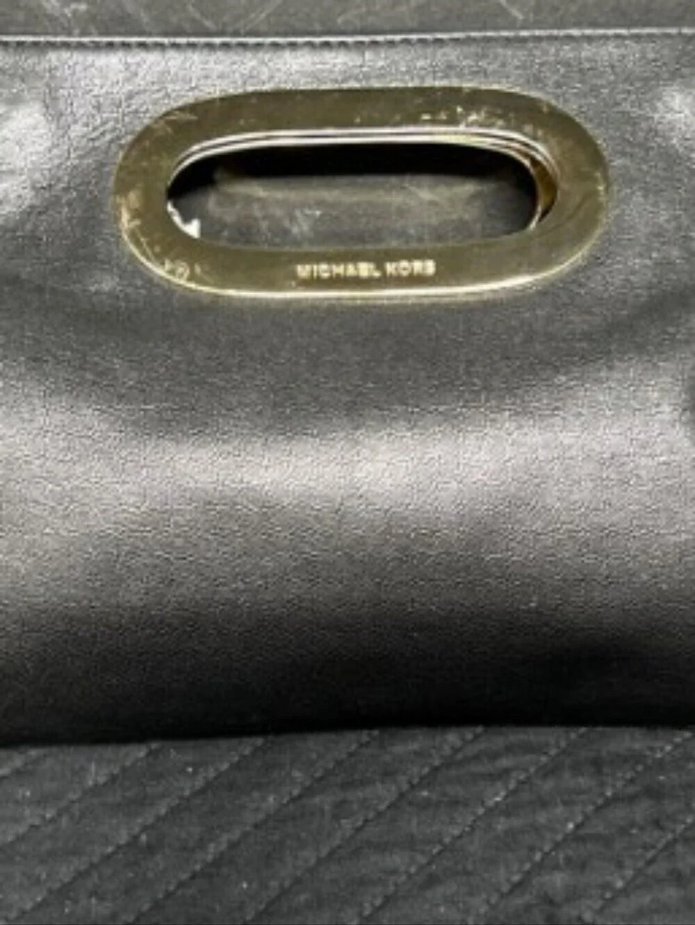 > Michael Kors Black Leather Women's Clutch with Gold Hardware
